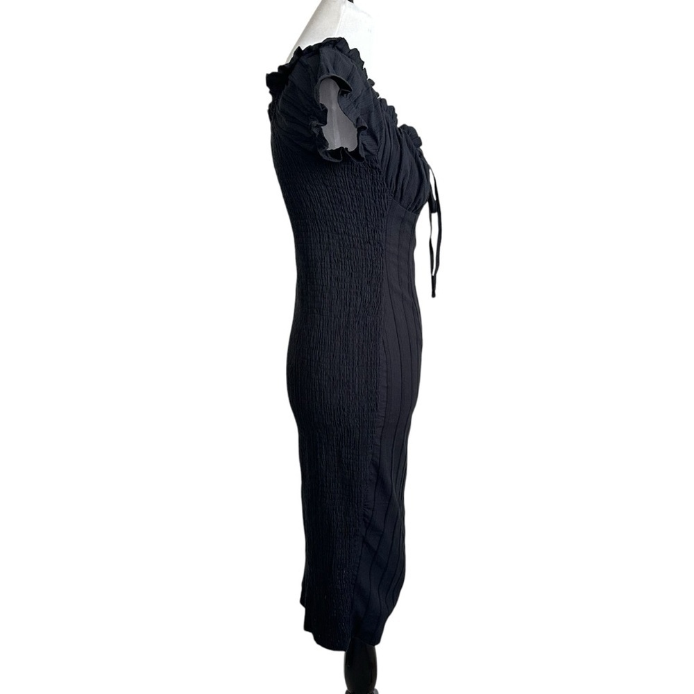 Urban Outfitters Kiss The Sky Bardot Off-The-Shoulder Midi Dress Sz Large Black - Picture 8 of 10